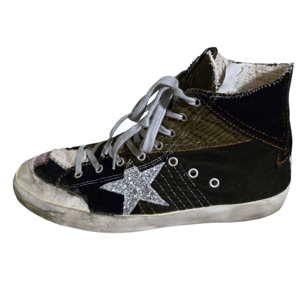 Golden Goose Francy Penstar Classic Velvet Patchwork Black/Multi Size 9 - Picture 5 of 14